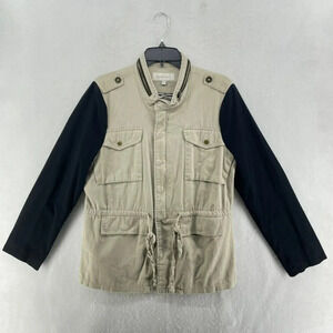 Daniel Rainn Jacket Women's Sz L Beige Military Full Zip Snap Closure Pockets